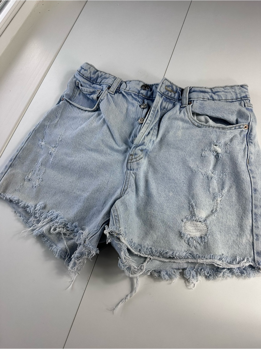 wild fable Light Blue Distressed High-Rise Jean Shorts